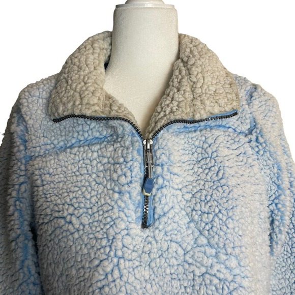 Green Tea Blue Soft Sherpa Sweater Size Medium - Picture 2 of 10